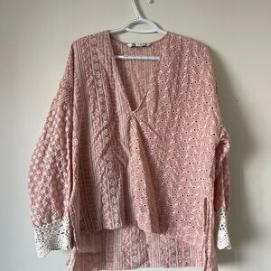 Zara Pink and White Blouse